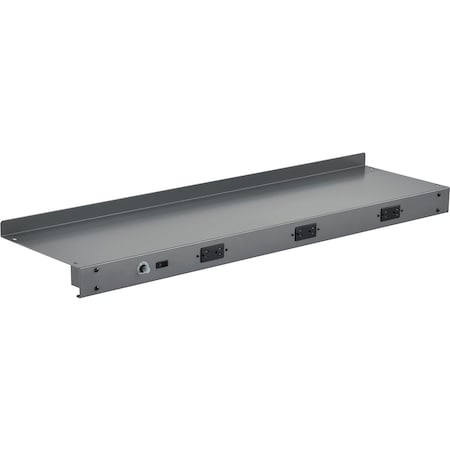 Global Industrial Steel Upper Shelf W/ 3 Duplex Outlets, 48inW x 12inD, Gray 249294CGY